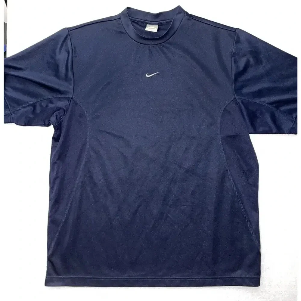 Vintage Nike Center Swoosh Shirt Men’s Large Embroidered Blue White‎ Y2K RARE